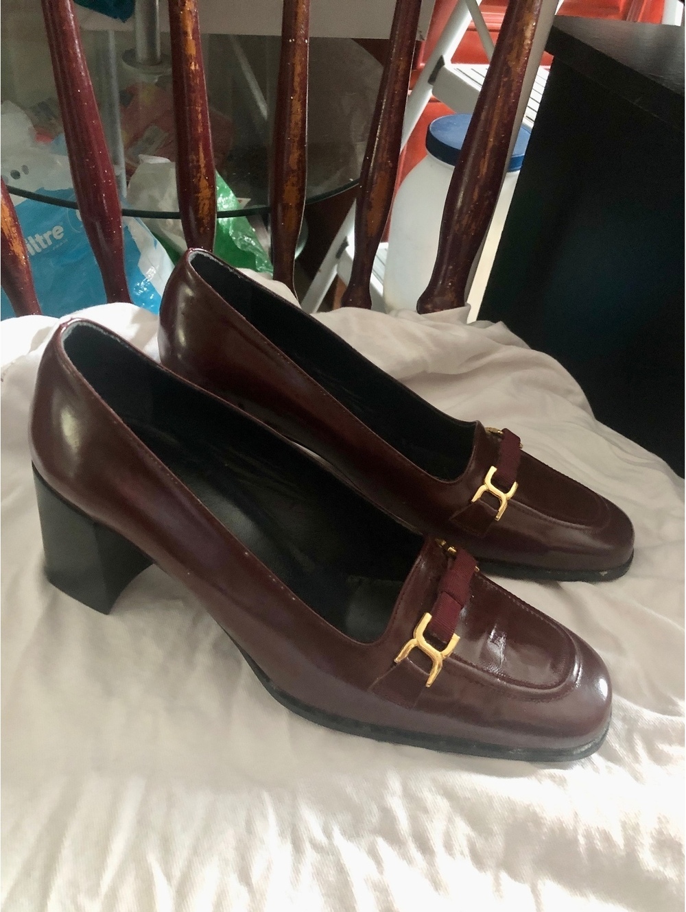 Vintage BALDUCCI Italy Burgundy Leather Horsebit Loafer Heels US 6.5